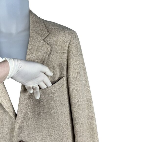 Peter England Men 46R Wool Blazer Suede Elbow Patches Button Detail Quiet Luxury - Picture 10 of 16